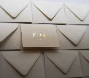 Set of 12 Gold Foil Thank You Card with white envelopes; for weddings and more