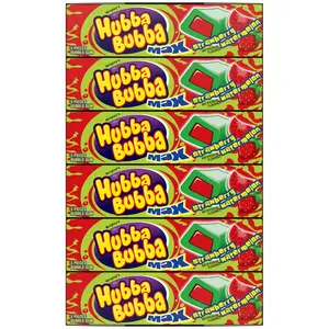 HUBBA BUBBA Bubble Gum Bulk, Chewing Gum Bulk Strawberry Watermelon Flavored, 6 Pack, 5 Pieces, Candy