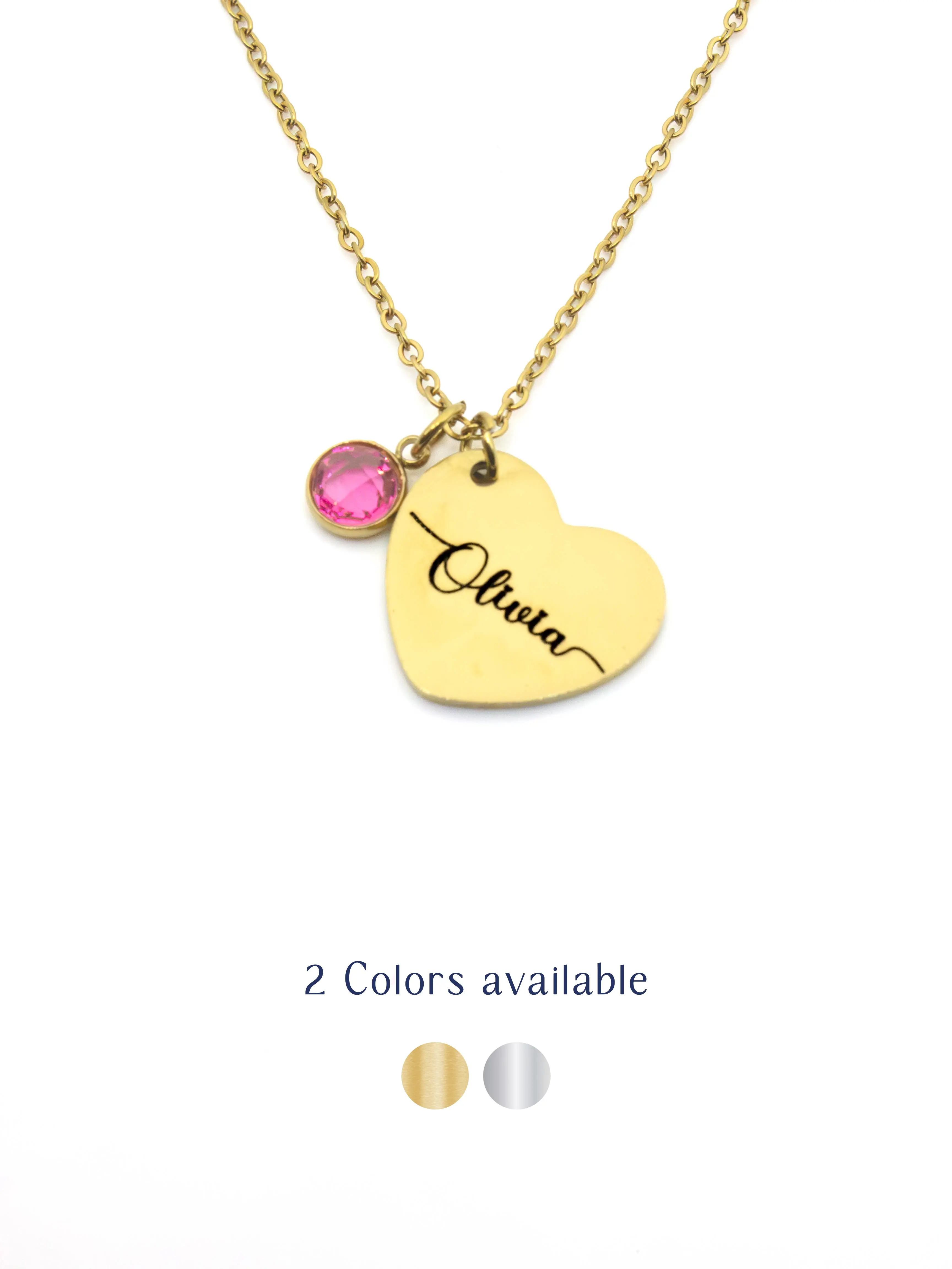 ENGRAVIA Custom Birthstone Heart Necklace Personalized Jewelry Gift for Every Month