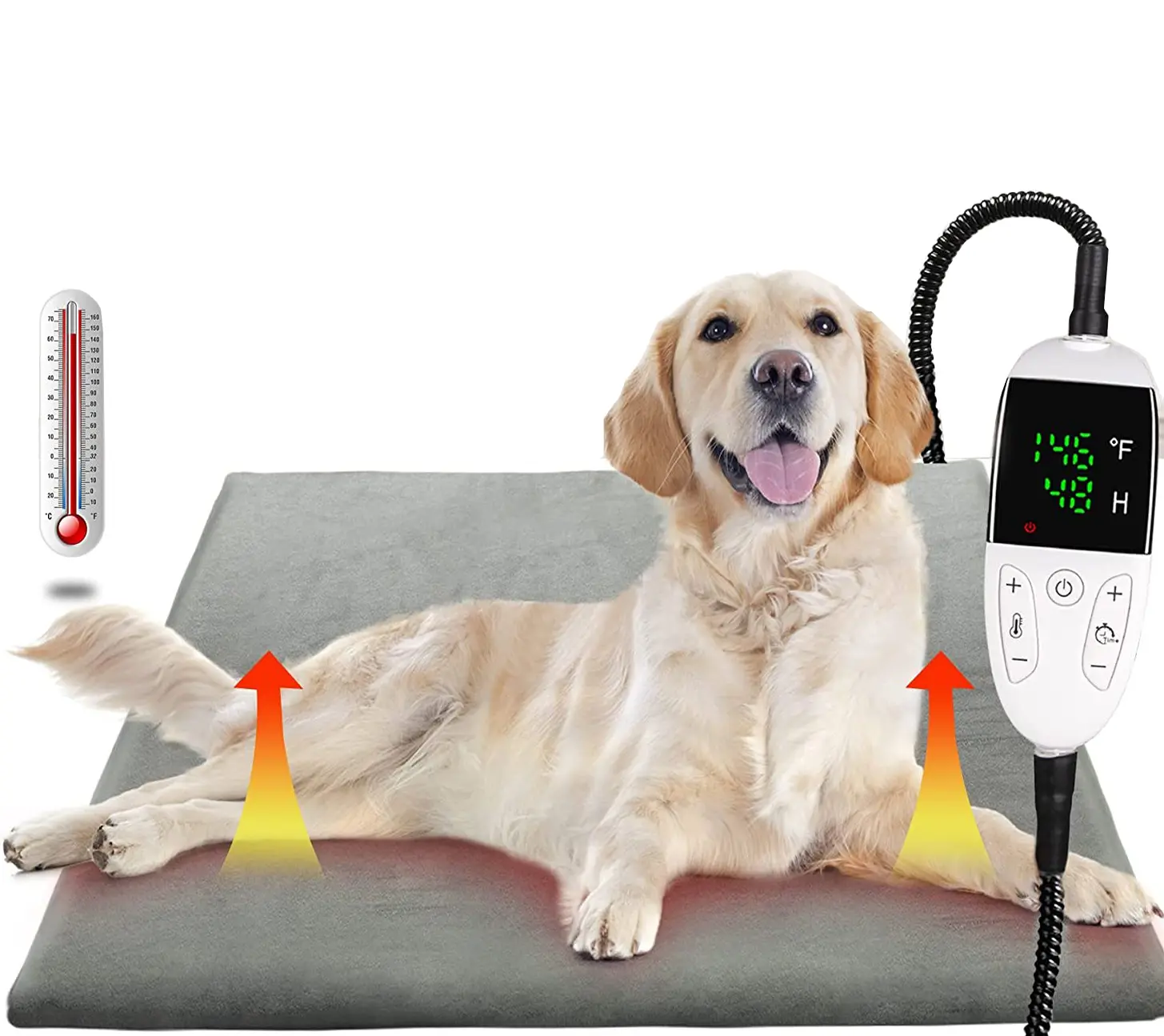 Large Modern Pet Electric Heating Pad - Burn Safe, Cartoon Print, Heat Control, PVC+Cotton, Waterproof, Washable Winter Warmer Mat for Dogs & Cats