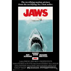 Jaws Movie Poster - 24" X 36": Shrinkwrapped on Cardboard