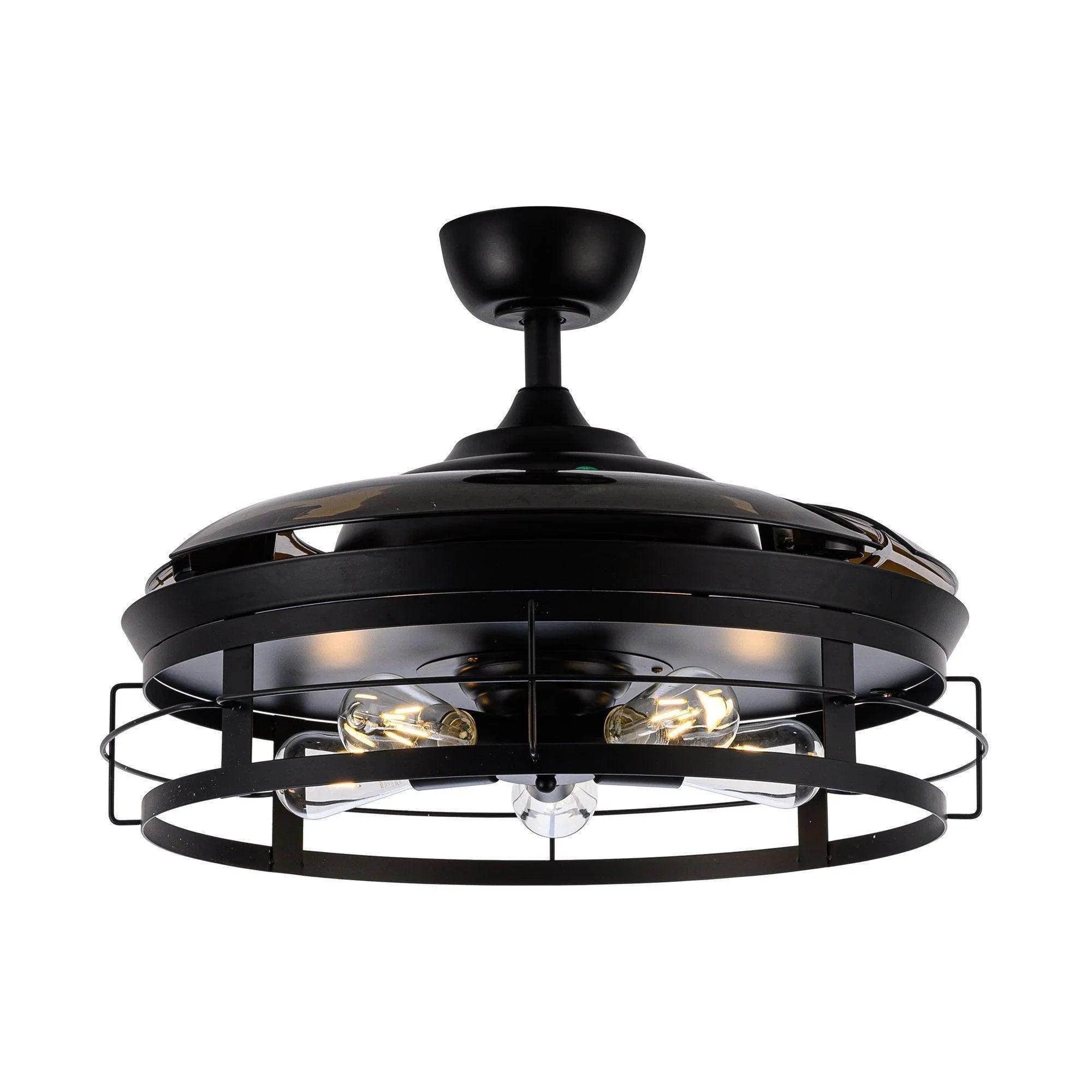 52" Industrial Downrod Mount Ceiling Fan with LED Light & Remote Control