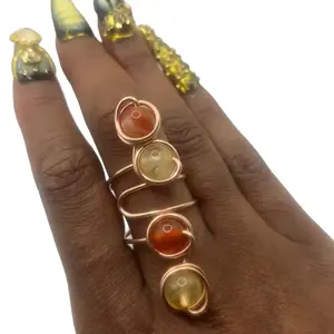 Carnelian and Citrine Adjustable Ring - Elegant Design with Adjustable Fit for Comfort and Style