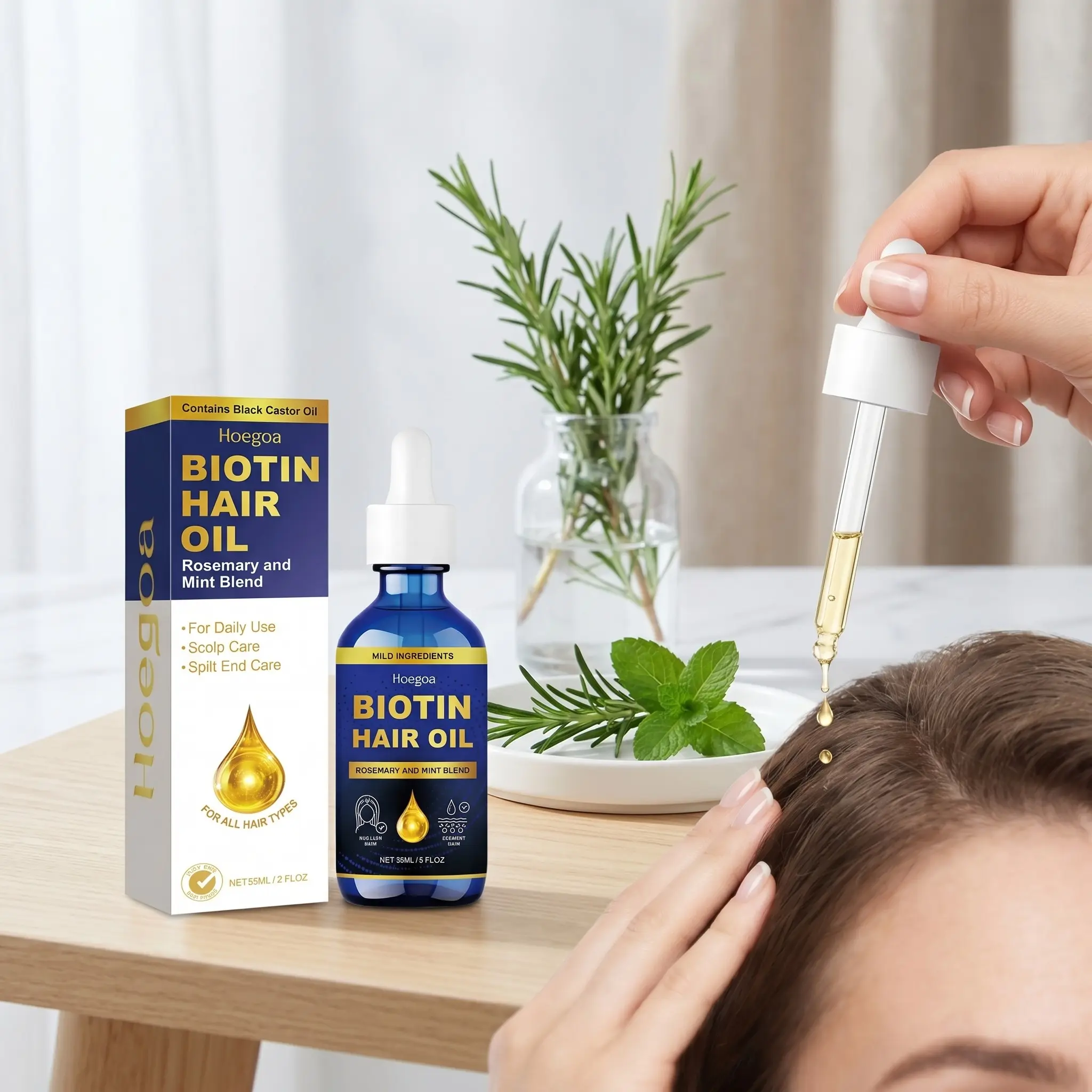 2 Bottles Rosemary Haircare Oil, Nourishing, Hydrating and Moisturizing, Restores and Repairs Dry and Frizzy Hair, Smooths and Softens Hair, Ideal for Damaged Hair Care