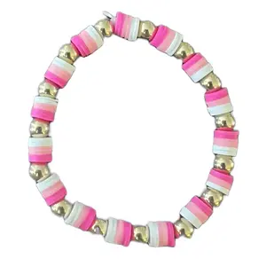 Shades Of Pink Clay Bead Bracelet