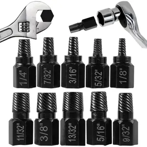 10 count Screw Extractor Set, Hex  Easy Out Bolt Extractor Set, Multi-Spline Stripped Screw Extractor Set, Broken Bolt Remover Kit, Damaged Screw Extractor Set for Removing Broken Studs,