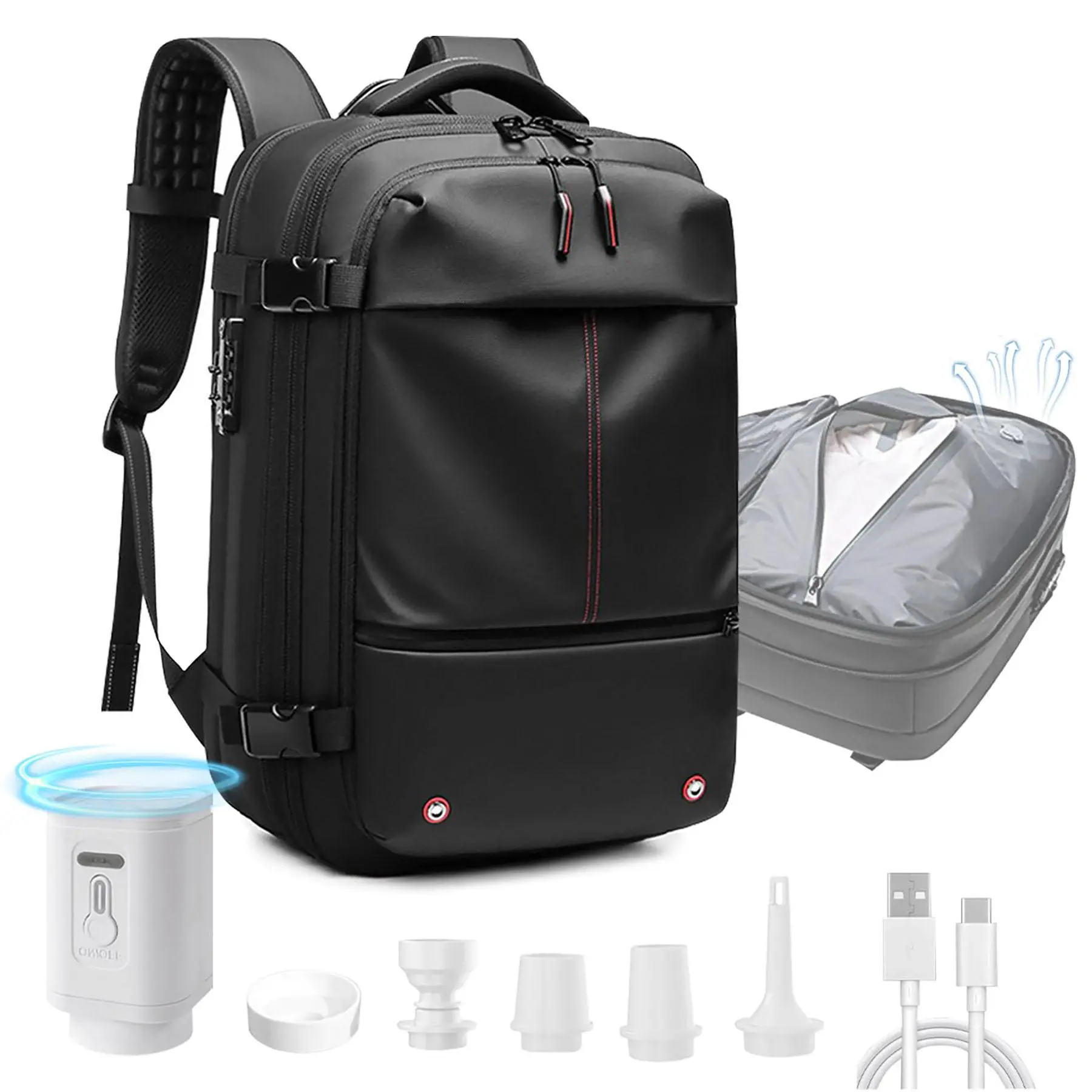 Travel Vacuum Compression Backpack with Pump, TSA Approved，Waterproof, Anti-Theft and Airline Approved Carry On for Camping, Hiking and Outdoor