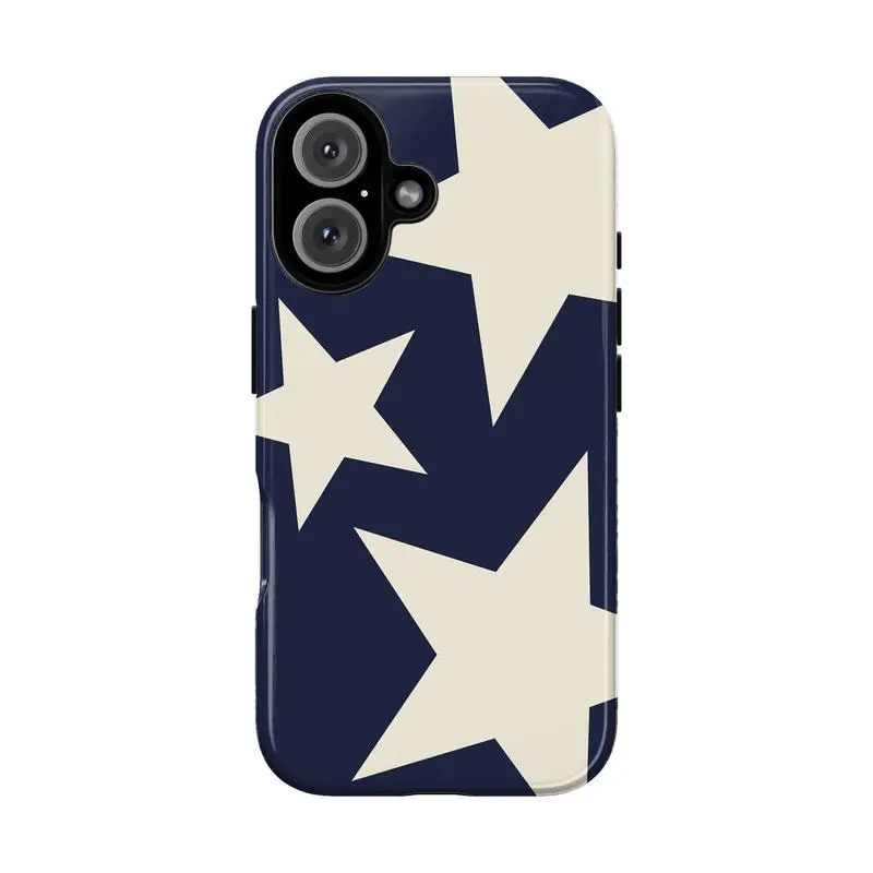 Trendy Navy Star Y2K Phone Case, Cute Minimalist Aesthetic Teen Cool Girl Design, Tough Shockproof Protective Cover, Gift for Her/Him, Compatible with iPhone 11-17 Pro Max/Plus and Samsung Galaxy S21-S25