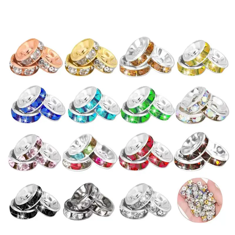 DIY spacer collection(Metal&Silicone) Spacer Beads,CrystalBeads,Rhinestone Beads,Beads for Jewelry Making Necklaces,Bracelet Pendants