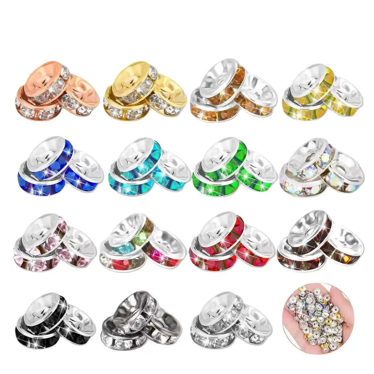 DIY spacer collection(Metal&Silicone) Spacer Beads,CrystalBeads,Rhinestone Beads,Beads for Jewelry Making Necklaces,Bracelet Pendants