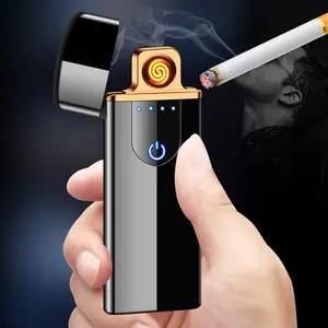 USB Rechargeable Flameless Lighter - Touch Sensor Windproof Tungsten Coil Metal Portable Electric Lighter for Men Outdoor Gifts
