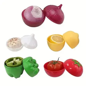 5 Reusable Fruit and Vegetable Shape Storage Boxes, Lemon Avocado Tomato Onion Garlic Keeper, Kitchen Organizer, Food Preservation Containers, Pantry Storage Containers