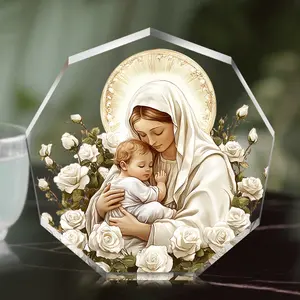 Virgin Mary Nativity Crystal Acrylic Keepsake, Perfect Christmas Gift for Mom, Ideal Thanksgiving & Birthday Present, Versatile Home Decor