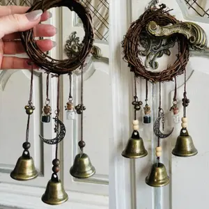Vintage Witch Bell Hanging Decor Iron Material Multipurpose Ornament for Living Room Garden Bedroom Indoor Outdoor Wall Decor Protection Symbol