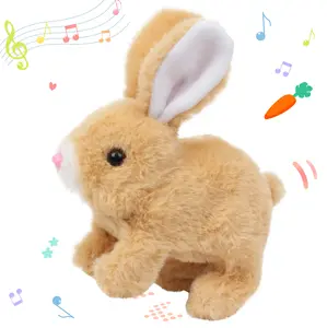 Easter Hopping Bunny Rabbit Interactive Electronic Pet Plush Bunny Toy with Sounds & Movements Walking Wiggle Ears Twitch Nose, Perfect Gift for Toddlers Kids Birthday