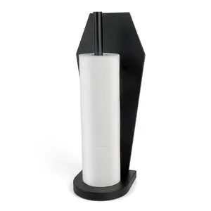 Gothic Style Toilet Paper Holder Stand, Free Standing Bathroom Storage, Coffin - Shaped Solid Wood Toilet Paper Stand with 5 Anti - Slip Pads - Matte Black, Ideal for Bathroom Decor