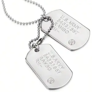 FL Classic 2-Piece Men's Military Dog Tag Pendant Necklace, Chain & Link Ball Chain