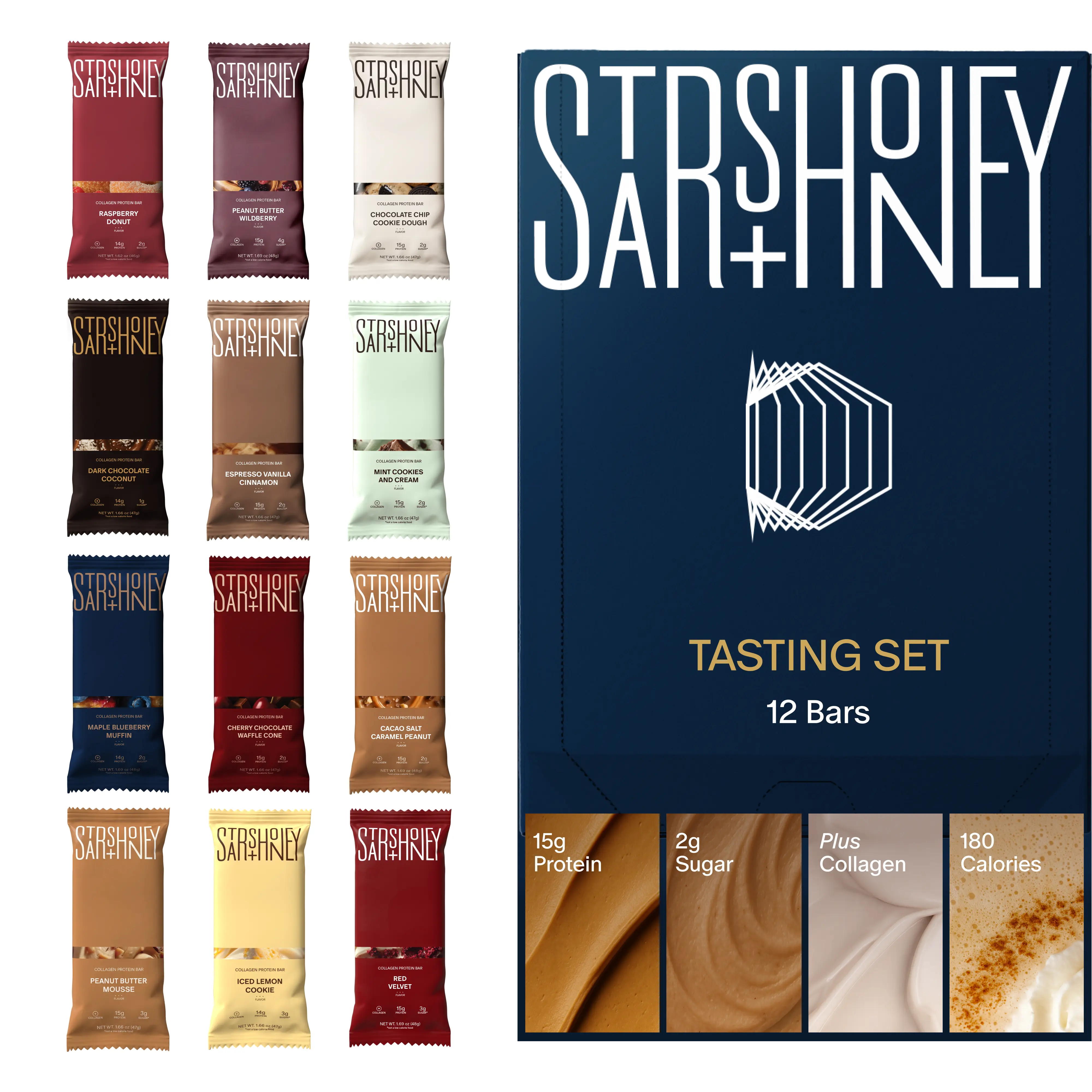 Stars + Honey | The Protein Bar – Tasting Set (12 Pack, 3 Types of Protein) All-natural ingredients with added collagen. Gluten Free, Dairy Free, Soy Free, No Seed Oils, and No Sugar Alcohols | Delicious Healthy and High Protein Snack