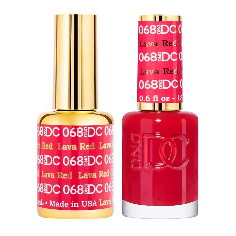 DND DC Duo Set - UV Gel Polish & Matching Nail Lacquer, #068 Lava Red, Professional Manicure & Nail Art Kit