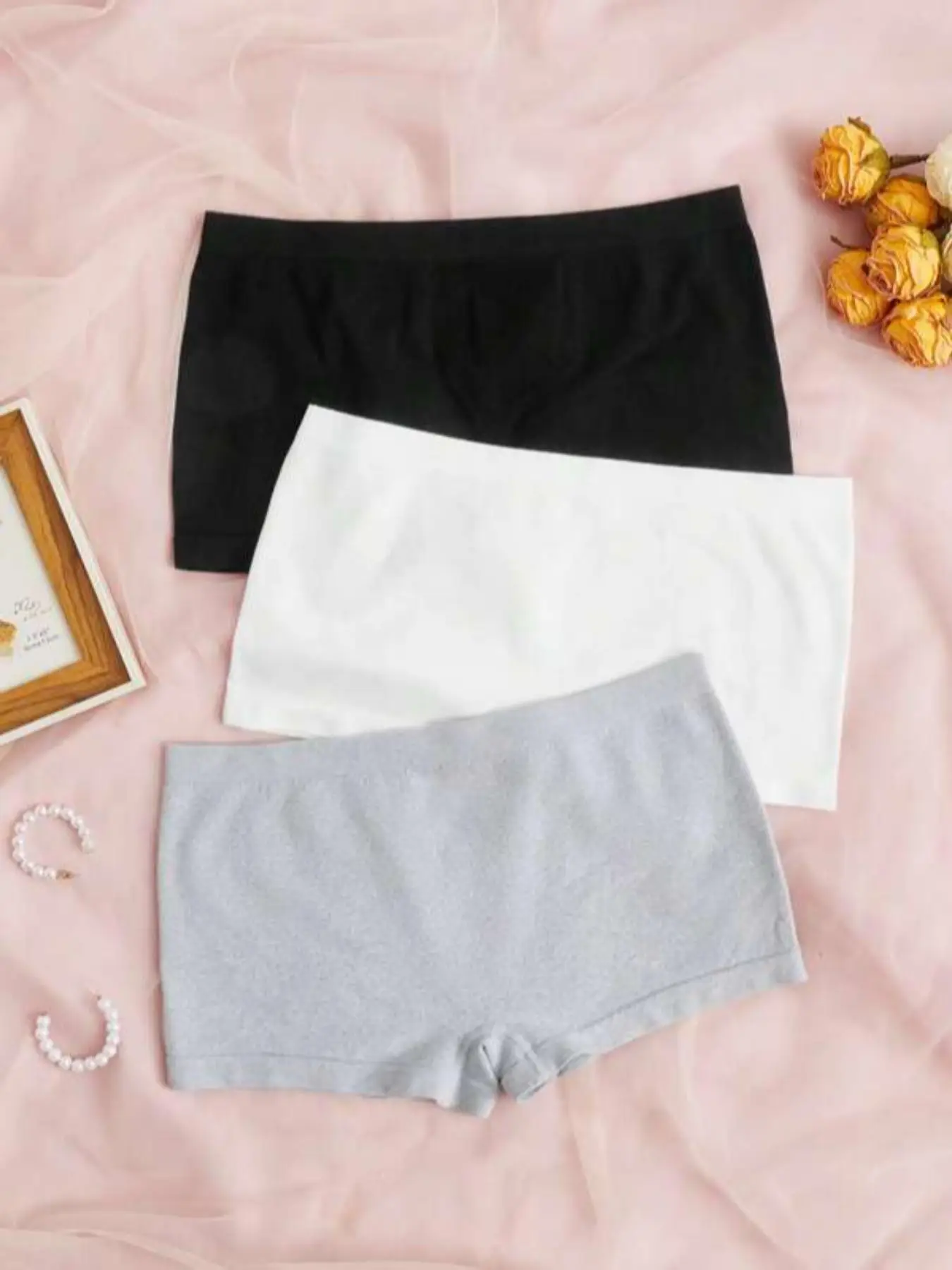 Women's Solid Basic Boyshorts, Soft Comfy Panties, Natural Waist Boxer Briefs for Lady, Women's Underwear, Mixed Underwear Pack, Women's Comfort Breat