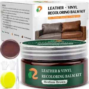 Medium Brown Leather Repair Kit, Leather Recoloring Balm, Leather Scratch Remover - Restore & Renew Scratch, Faded and Aged Leather & Vinyl Couches, Boots,  Seats or Leather Furniture