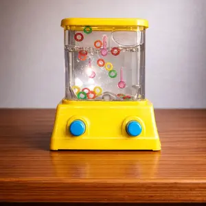 Handheld Water Ring Toss Toy - Button Operated with Floating Rings - Screen Free Skill Coordination Game - Fun Play Toy
