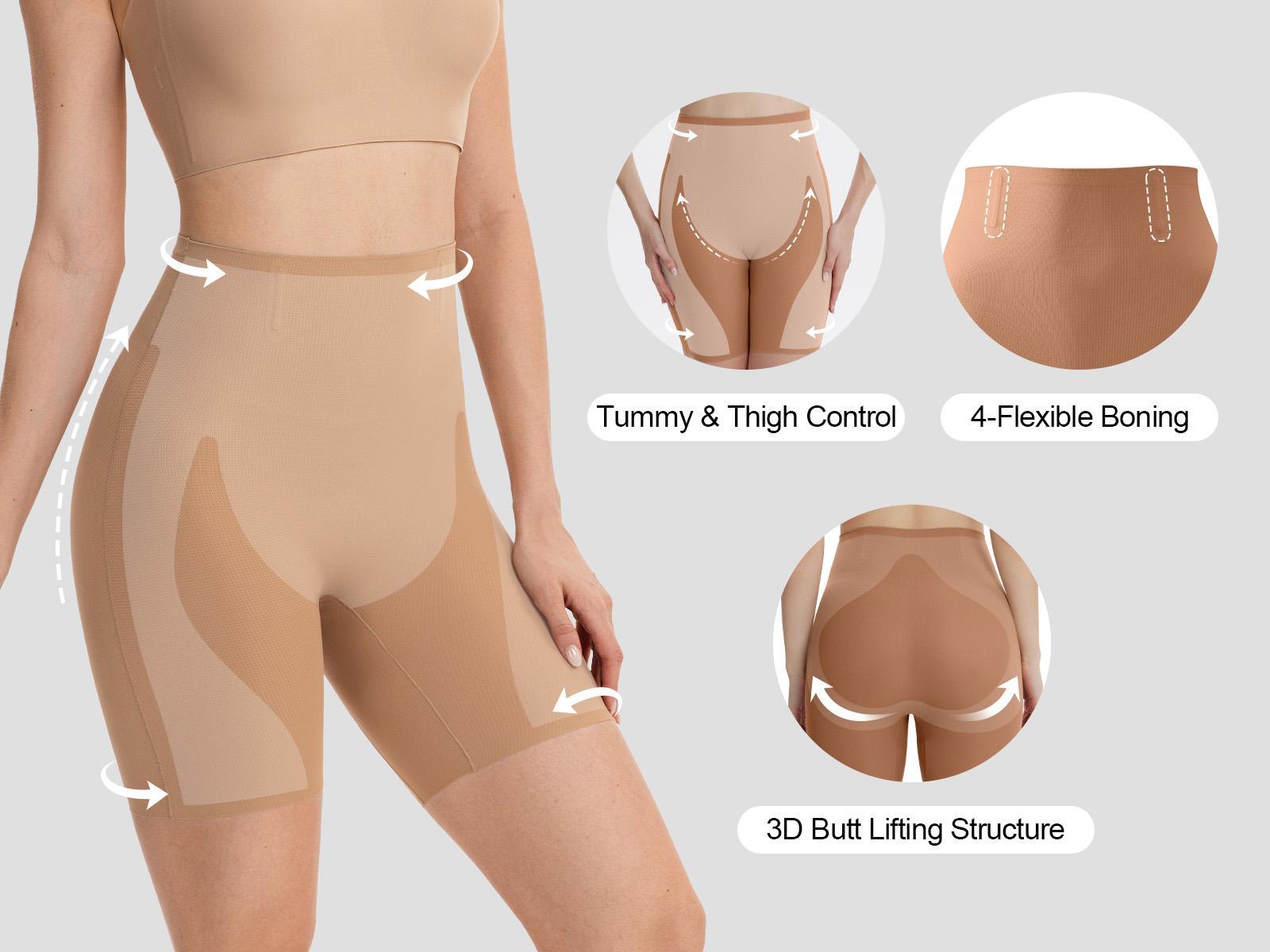 Women’s Seamless Shapewear Shorts High Waist Tummy Control Shorts  Anti-Roll Stretch Breathable Body Shaper for Smooth Everyday Fit