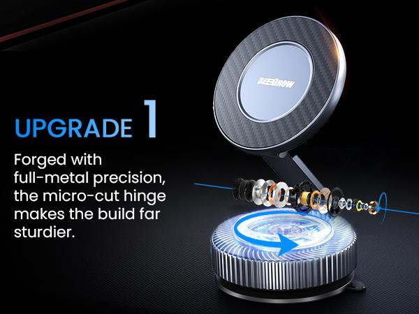 Magnetic Suction Cup Phone Mount, MagSafe Car Holder 360°, Car/Gym/Mirror, iPhone 16/15/14/13