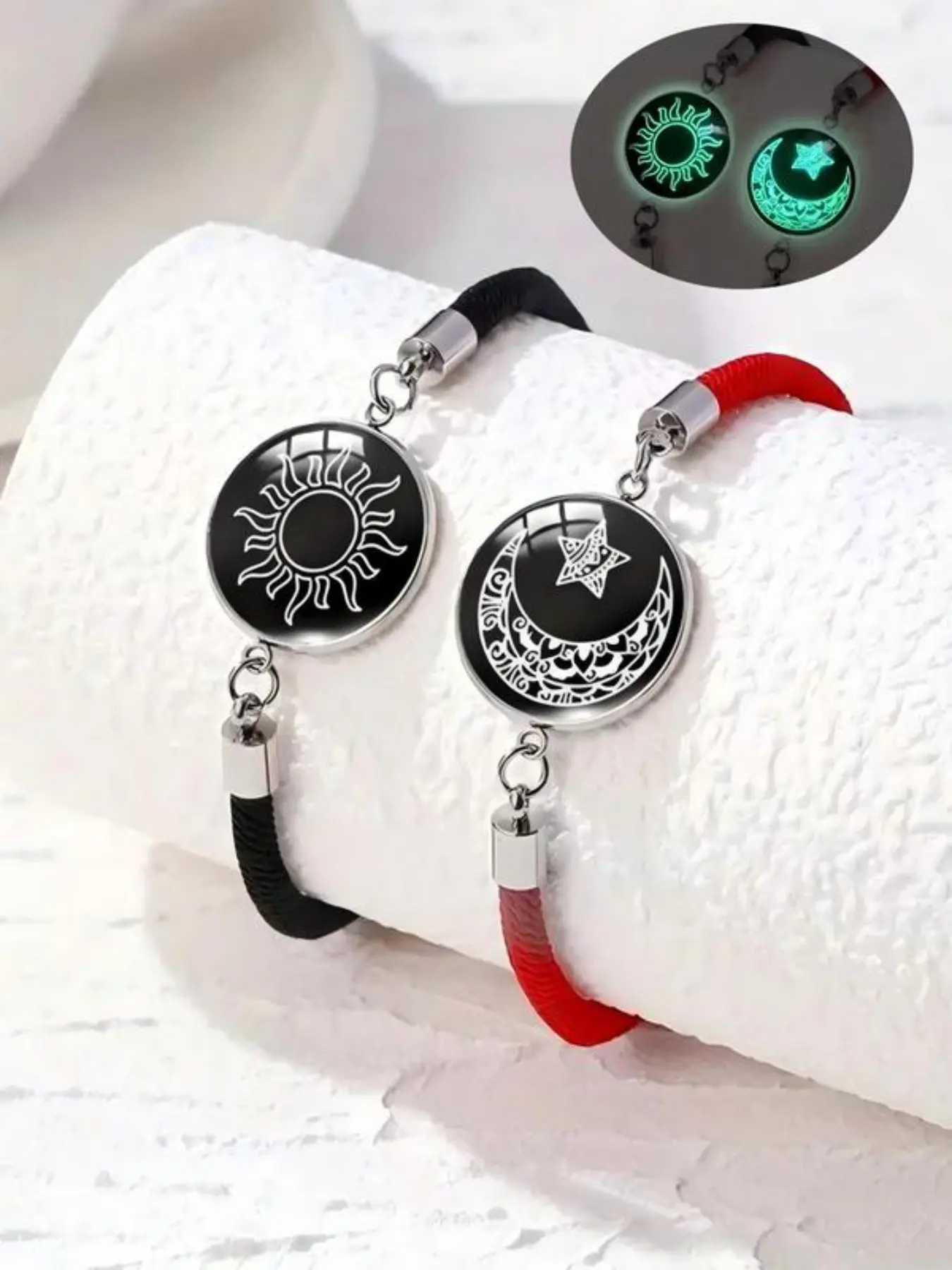 Luminous Sun Moon Totem Bracelets, Bracelet Jewelry, Bracelet for Couples, Rope Solar, Rope Lunar, Night Light, Jewelry Gifts, Eternal Love Gift Box, Valentine's Day Present