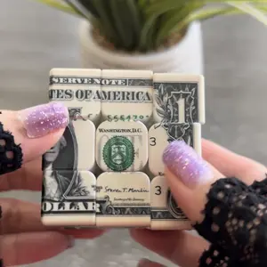 3x3x3 Speed Magic Cube - Unique One Dollar Bill Design, White Plastic Puzzle for Adults & Beginners - Perfect for Competitive Play & Learning, Educational Toy|Federal Note Theme|Durable Construction