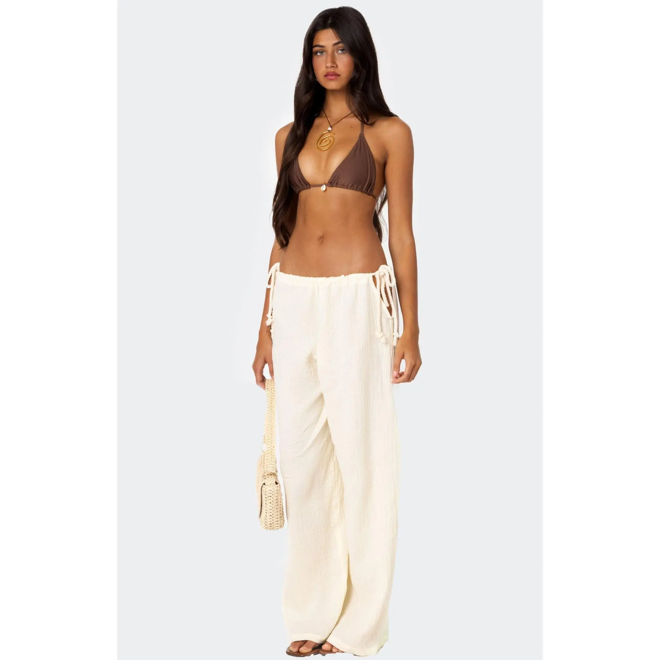 Edikted Women's Leoni Side Tie Cotton Gauze Pants