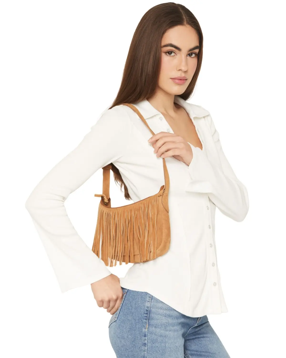Shyanne Women's Women'S Maren Suede Fringe Shoulder Bag - Saho25hb2-Bn