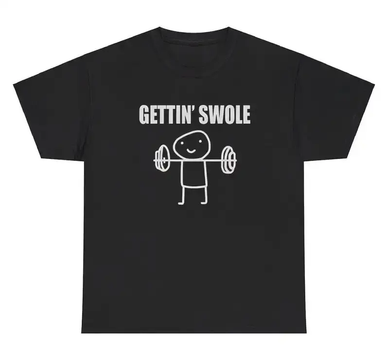 Women's Short Sleeve Casual Graphic Print T-Shirt - Funny Getting Swole Crew Neck Gym Pump Cover, Breathing Fabric, All Seasons Wear, Machine Washable, Sporty Chic Adult Top, Breathing Women's T-Shirts, Breathable Fabric, Normal Type