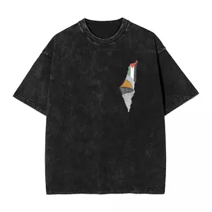 valentine shirts Palestine Map Palestinian Washed T Shirt Mens Streetwear Cotton T-Shirts Summer O Neck Hip Hop Tee Shirt Print Plus Size Tops