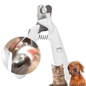 2-in-1 Pet Nail Clipper & Grinder with LED Light - Safe Trimming for Cats & Dogs | Quick & Precise Nail File for Black Nails (White)