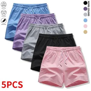 5-piece women’s shorts set with drawstring and elastic waistband — suitable for outdoor sports, fitness, running, and casual wear; women’s shorts, athletic shorts, summer bottoms