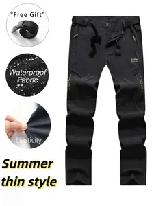 Outdoor Tactical Casual Softshell Pants, Windproof Waterproof Multi-Zip Pockets, Waist Belt Included, Ideal for Hiking Skiing Cycling Fishing