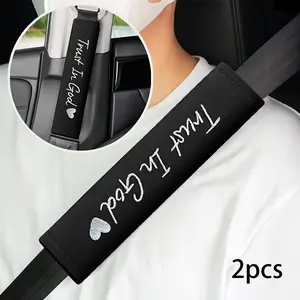 2 Car Seat Belt Shoulder Pads with Trust God Scripture, Soft Non-Slip Protection, Ideal Christian Auto Accessory Gift, Long Drive Essential