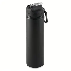 24 oz Stainless Steel Sip Water Bottle Black Plain Design Without Additional Features or Attributes