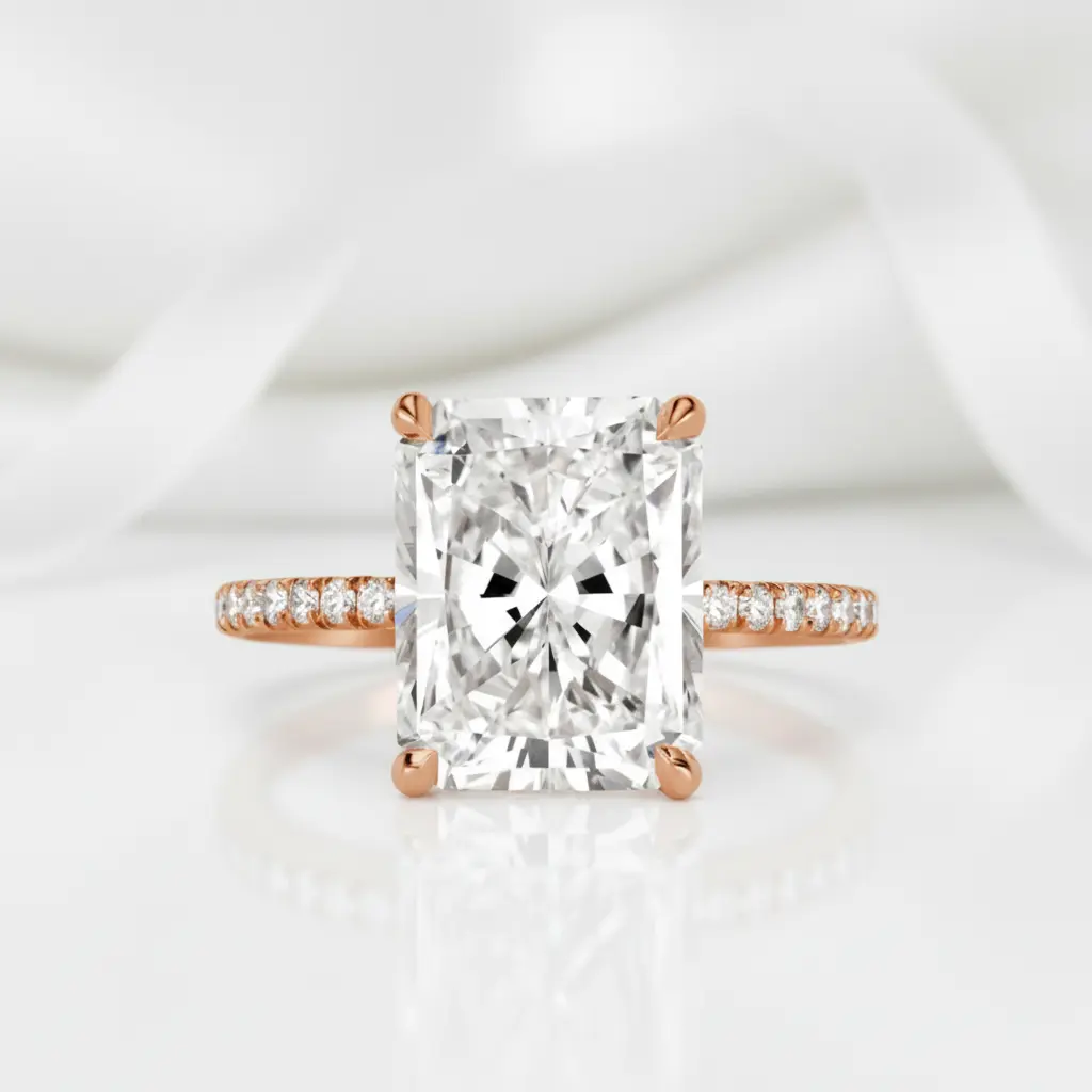 Rose Gold Radiant Cut Diamond Option Engagement Ring
