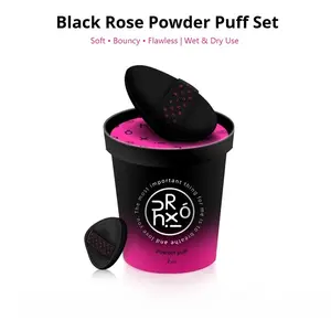 Black Rose Powder Puff & Cushion Set – Ultra Soft, Non-Cakey, Dual-Use Beauty Sponge for Foundation, BB Cream & Setting Powder | Flawless Makeup Tool