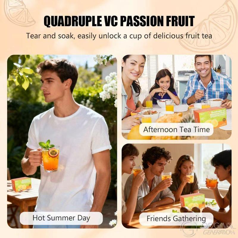 2.0 Version Quadruple VC Passion Fruit Cocktail Tea Lemon Kumquat Tea 154g (22g*7) Caffeine Free With Freeze Dried Lemon Passion Fruit And Kumquat