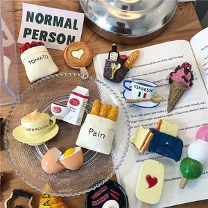 3D Creative Magnetic Refrigerator Stickers Realistic Food Bread Message Stickers Magnets