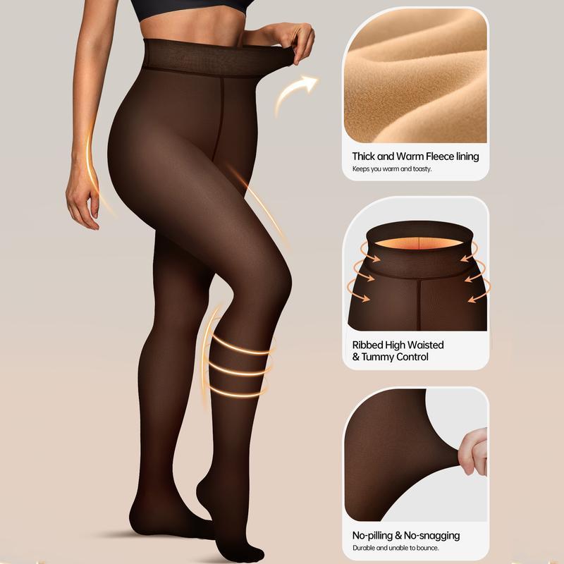 Women's Tights Fake Translucent Warm Thermal Pantyhose Sheer Thick Leggings Ladies Under Dress for Winter with Plush Inner Layer,High quality Tights,Soft and Breathable,Stretchy,Everyday,Minimalist,Slim.