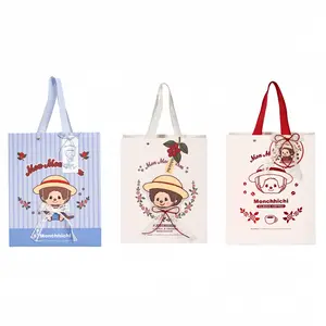 MINISO Monchhichi Coffee Farm Series Large Gift Paper Bag,12.59"x10.23" Kawaii Anime Collectible Tote, Aesthetic Reusable Packaging Paper Gift Pouch for Birthday, Holidays summerwins