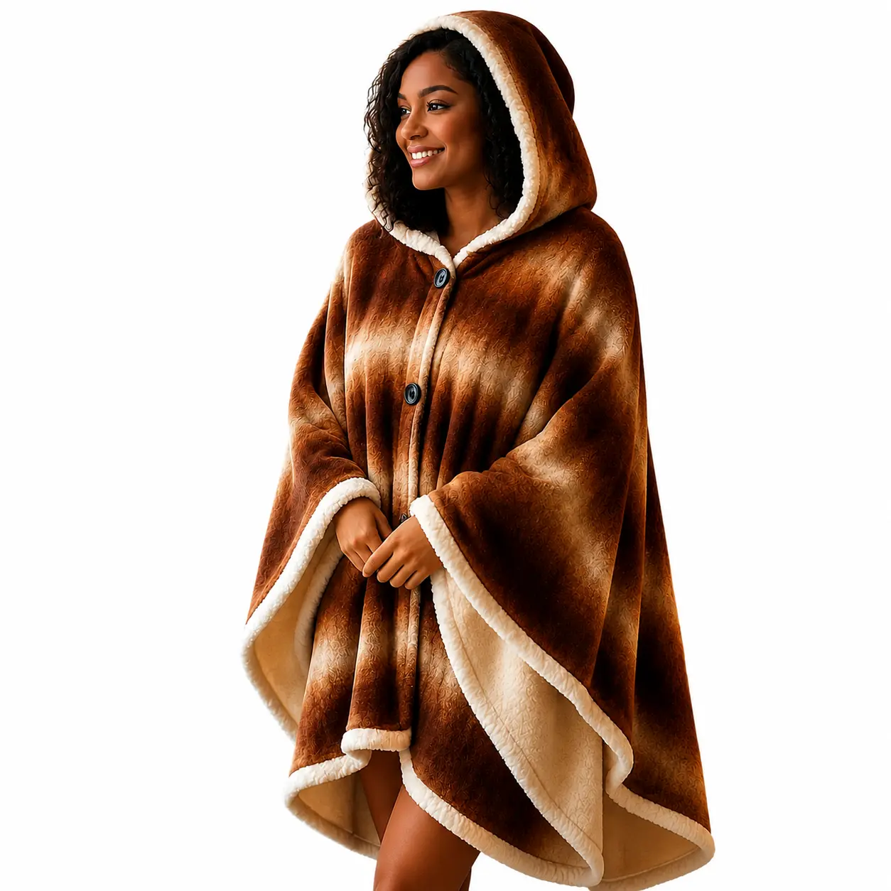 Knotted Hooded Sherpa Throw Blanket - 100% EF-Velboa Micro Polyester, Soft Extra Thick Plush Lining, Built-In Hood, Generous Size Coverage, Durable, Machine Washable, Elegant Prints, Ideal for Winter Warmth & Gifting, Safari Leopard