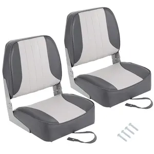 GAOMON 2 Pack Low Back Folding Boat Seats - 19"x16.5" Thick Elastic Cushio Boat Chair, Waterproof Fishing Chairs for Bass Tracker for Sightseeing Boats, Speedboat (Low-Light Gray)