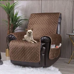 Recliner Covers Non Slip  Large Recliner Chair Covers for Leather Chairs Reversible Recliner Sofa Cover for Living Room Recliner Furniture Protectors Covers for  Pets Brown 28"