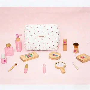 Wooden Pretend Play Makeup Set for Kids, Role-Playing Cosmetics Kit, Girls' Hair Styling Simulation Toy, Preschool Learning Toy
