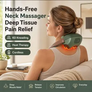 Bionic Heating Massager, Upgraded Portable Shiatsu Neck, Shoulder and Back Massager with Human-Hand Simulation Design, Electric Deep Tissue Kneading Massager